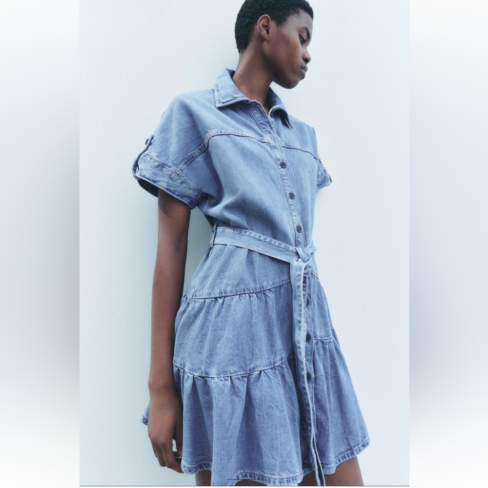 ZARA DENIM MINI DRESS - Picture 2 of 8